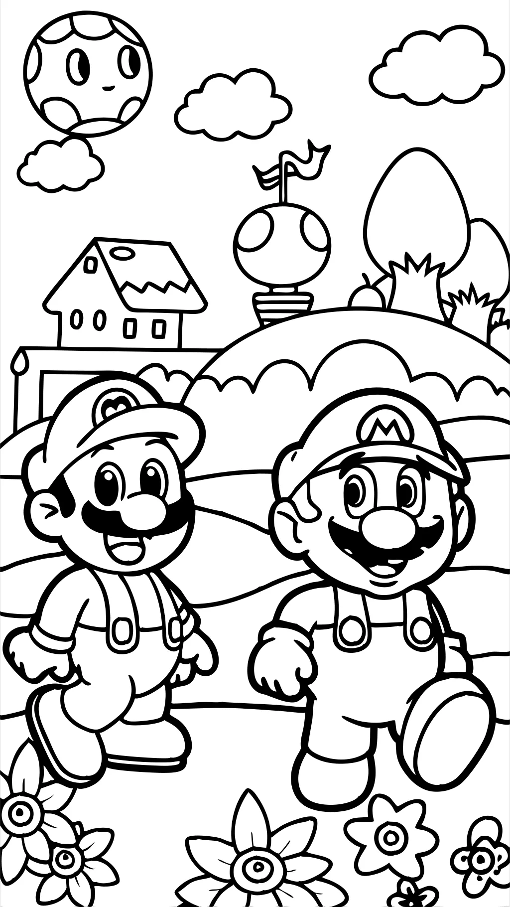 Página para colorear de Mario y Luigi